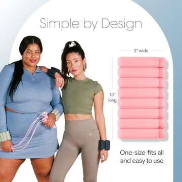 Bala Bangles Wrist & Ankle Weights for Women & Men (Blush) - 2 Pound Adjustable Silicone Weighted Bracelet Set for Gym, Yoga, Pilates, Cardio & Strength Training - Wearable Arm & Leg Workout Weights
