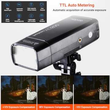 Godox AD200 Strobe Flash Monolight, 200Ws Pocket Flash Light, 2.4G TTL 1/8000 HSS Speedlite with 2900mAh Li-ion Battery, Bare Bulb Flash Head to Provide 500 Full Power Flashes, Recycle in 0.01-2.1s