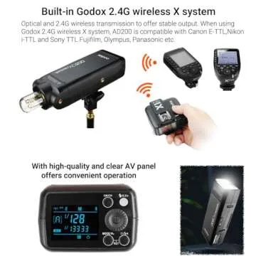 Godox AD200 Strobe Flash Monolight, 200Ws Pocket Flash Light, 2.4G TTL 1/8000 HSS Speedlite with 2900mAh Li-ion Battery, Bare Bulb Flash Head to Provide 500 Full Power Flashes, Recycle in 0.01-2.1s