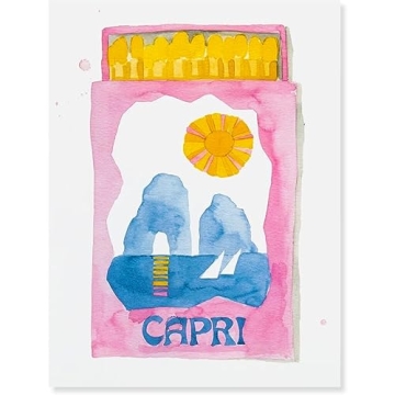 FURBISH Travel Wall Art Print - Capri Matchbook - Aesthetic Wall Decor, Modern Wall Art, Preppy Room...
