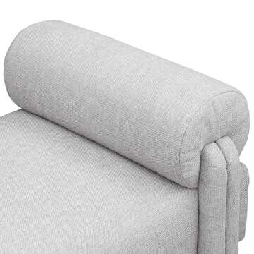 Meridian Furniture 182Grey Stefano Collection Modern | Contemporary Upholstered Bench with Soft Grey Fabric, Rounded Pillow Arms, 55" W x 19.5" D x 23.5" H, Grey