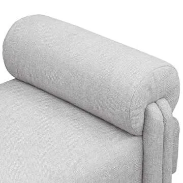 Meridian Furniture 182Grey Stefano Collection Modern | Contemporary Upholstered Bench with Soft Grey Fabric, Rounded Pillow Arms, 55" W x 19.5" D x 23.5" H, Grey