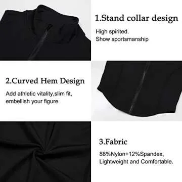 FEOYA Womens Lightweight Full Zip Sleeveless Top Athletic Sport Active Track Shirts Running Yoga Vest Sweatshirt Slim Fit Workout Gym Vest Nylon Stand Collar Skinny Tank Tops Black