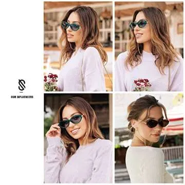 SOJOS Retro Small Cat Eye Sunglasses for Women,Trendy Vintage Narrow Rectangular Designer Stylish Womens Shades SJ2208 Black Frame Gold Temple