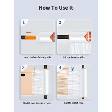 JARLINK 2 Pack Stretch Film, 15" x 1000ft Shrink Wrap for Pallet Wrap, Industrial Strength Stretch up to 650% Stretch with Handles, Self Adhering Packaging Heavy Duty Film for Moving, 68 Gauge, Clear