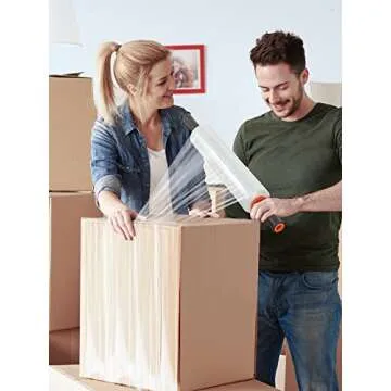 JARLINK 2 Pack Stretch Film, 15" x 1000ft Shrink Wrap for Pallet Wrap, Industrial Strength Stretch up to 650% Stretch with Handles, Self Adhering Packaging Heavy Duty Film for Moving, 68 Gauge, Clear