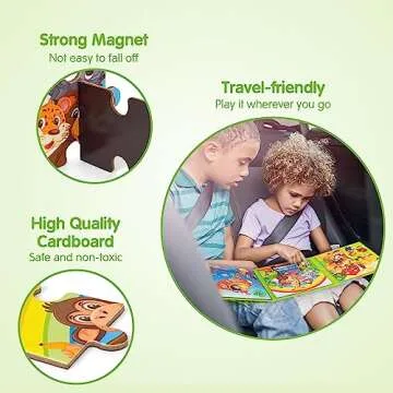 SYNARRY Magnetic Puzzles for Kids Ages 3-5, 20 Pieces Toddler Animal Puzzles, Children Travel Activity Toys Games for 3 4 5 6 Years Old Kids Boys Girls in Car Airplane, Learning Magnet for Road Trip