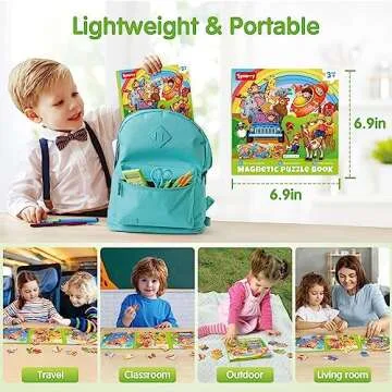 SYNARRY Magnetic Puzzles for Kids Ages 3-5, 20 Pieces Toddler Animal Puzzles, Children Travel Activity Toys Games for 3 4 5 6 Years Old Kids Boys Girls in Car Airplane, Learning Magnet for Road Trip