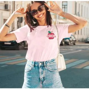 Teacher Shirt Women Teachers T-Shirt: in My Teacher Era Shirt Oversize Preschool Kindergarten Teaching Life Tees Tops Pink