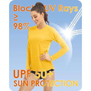 Boladeci Rash Guard for Women Long Sleeve SPF UPF 50 Sun Protection Lightweight Plain Workout Gym At...