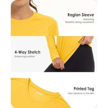 Boladeci Rash Guard for Women Long Sleeve SPF UPF 50 Sun Protection Lightweight Plain Workout Gym Athletic UV Swim Shirt Tees Yellow M Fishing Bathing Suit Adult