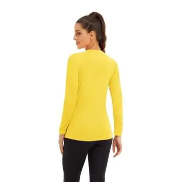 Boladeci Rash Guard for Women Long Sleeve SPF UPF 50 Sun Protection Lightweight Plain Workout Gym Athletic UV Swim Shirt Tees Yellow M Fishing Bathing Suit Adult