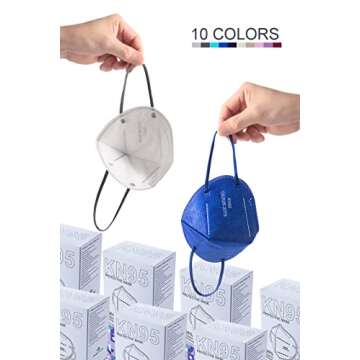 PAGE ONE 10 Colors KN95 Face Masks for Adults 50 Pack Disposable Masks, 5-Layer Breathable Cup Dust Face Mask,Filter Efficiency 95%