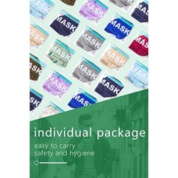 PAGE ONE 10 Colors KN95 Face Masks for Adults 50 Pack Disposable Masks, 5-Layer Breathable Cup Dust Face Mask,Filter Efficiency 95%