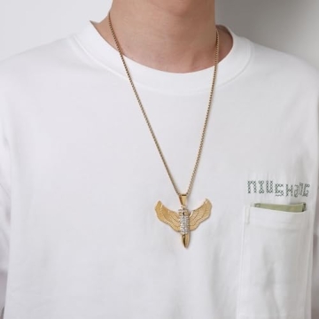 AsAlways Gold Plated Bullet Wings Pendant Necklace Jewelry Gift