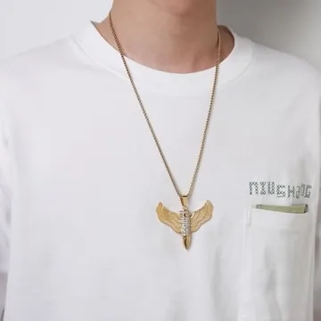 AsAlways Gold Plated Bullet Wings Pendant Necklace Jewelry Gift