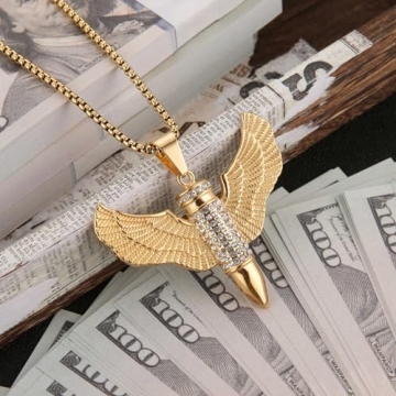 AsAlways Gold Plated Bullet Wings Pendant Necklace Jewelry Gift