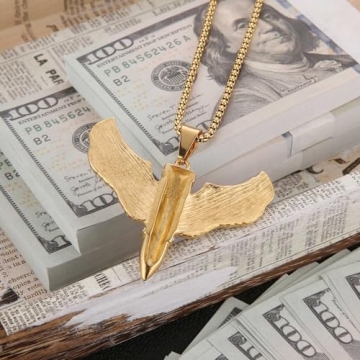 AsAlways Gold Plated Bullet Wings Pendant Necklace Jewelry Gift