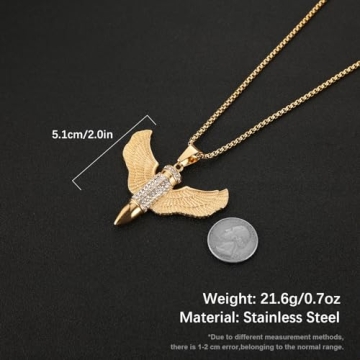 AsAlways Gold Plated Bullet Wings Pendant Necklace Jewelry Gift