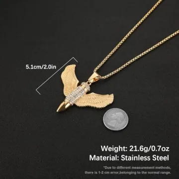 AsAlways Gold Plated Bullet Wings Pendant Necklace Jewelry Gift