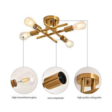 ZGLAOJT Modern Semi Flush Mount Ceiling Light
