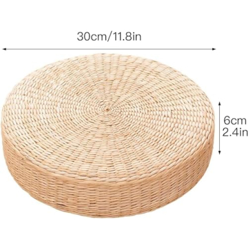 Stylish Natural Cattail Cushion Pouf for Home Decor