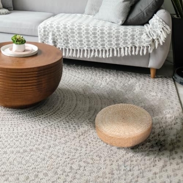 Stylish Natural Cattail Cushion Pouf for Home Decor