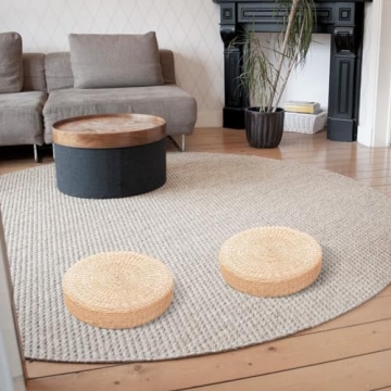 Stylish Natural Cattail Cushion Pouf for Home Decor