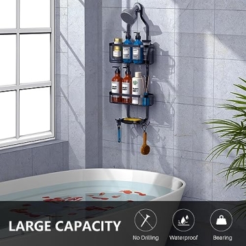 Kadolina Stylish Shower Organizer with Hooks and Storage