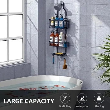 Kadolina Stylish Shower Organizer with Hooks and Storage