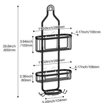 Kadolina Stylish Shower Organizer with Hooks and Storage