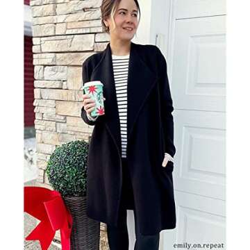 CHICWISH Women's Classy Black Open Front Knit Coat Cardigan, Size XL