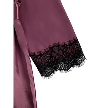 Luxurious 3pcs Satin Floral Lace Pajama Set for Women