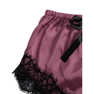 Luxurious 3pcs Satin Floral Lace Pajama Set for Women