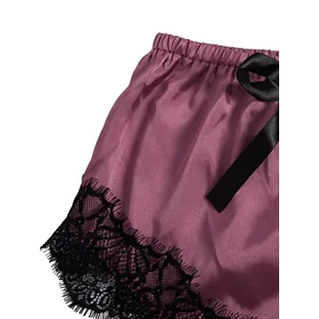 Luxurious 3pcs Satin Floral Lace Pajama Set for Women