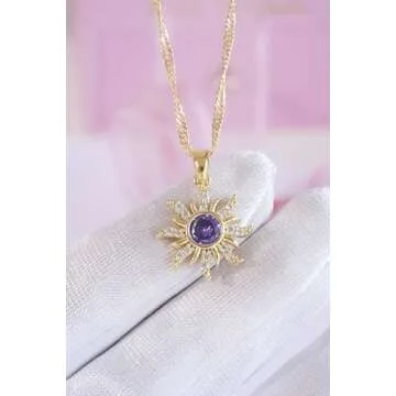 ASIK ACCESSORIES Stainless Steel Necklace-Tangled Necklace - Lost Princess -Cosplay Jewelry -Princess Necklace-Princess Crown Necklace -TANGLED SUN NECKLACE-Purple Sun