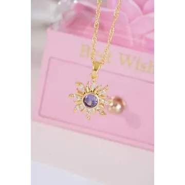 ASIK ACCESSORIES Stainless Steel Necklace-Tangled Necklace - Lost Princess -Cosplay Jewelry -Princess Necklace-Princess Crown Necklace -TANGLED SUN NECKLACE-Purple Sun