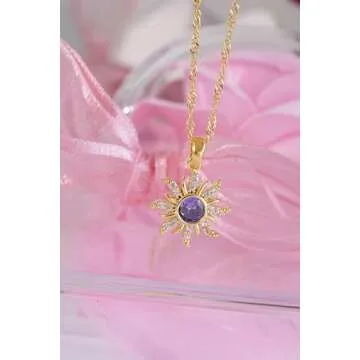ASIK ACCESSORIES Stainless Steel Necklace-Tangled Necklace - Lost Princess -Cosplay Jewelry -Princess Necklace-Princess Crown Necklace -TANGLED SUN NECKLACE-Purple Sun