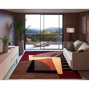 Momeni Rugs New Wave Collection, 100% Wool Hand Carved & Tufted Contemporary Area Rug, 8' x 11', Pomegranat