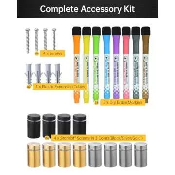 Acrylic Wall Calendar with Dry Erase Surface | 28x20" Clear Monthly Planning Board | includes 8 Color Markers, Eraser, Multi-Color Standoff Screws, and Installation Kit | Perfect for Home & Office