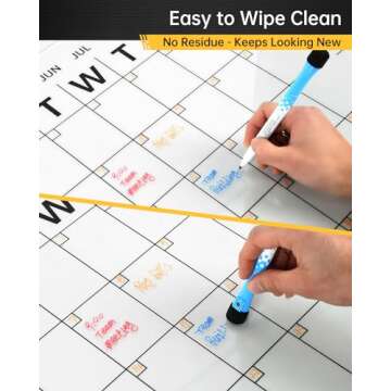 Acrylic Wall Calendar with Dry Erase Surface | 28x20" Clear Monthly Planning Board | includes 8 Color Markers, Eraser, Multi-Color Standoff Screws, and Installation Kit | Perfect for Home & Office