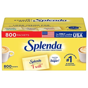SPLENDA Zero Calorie Sweetener Value Pack, 800 Packets for Delicious Low-Calorie Drinks