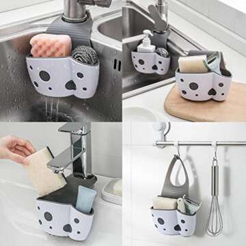 UNIKON 2 Pack Sink Caddy Sponge Holder Organizer, Hanging Kitchen Adjustable Strap Faucet Caddy, Whi...