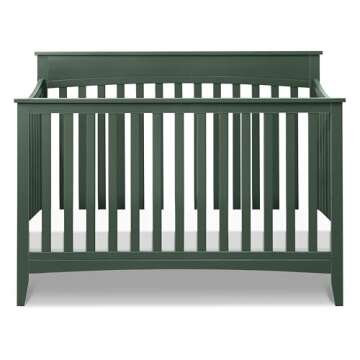 DaVinci Grove 4-in-1 Convertible Crib - GREENGUARD Gold Certified Crib - Baby Crib Convertible to Toddler Bed, Daybed & Full-Size Bed - Wooden Baby Crib with 4 Adjustable Heights - Forest Green