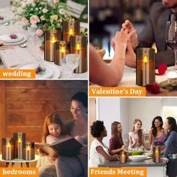 wemarry Flameless LED Candles with Remote Set of 3 Battery-Operated Acrylic Gray Pillars, 4", 5", 6" x 3" Diameter Flickering Effect with Timer Ideal for Home Décor Weddings Parties, Restaurants