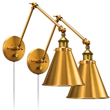 Adjustable Brass Wall Sconce for Bedroom Reading Lamp