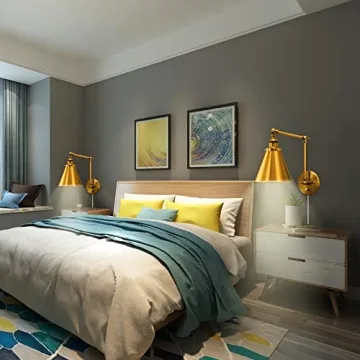 Adjustable Brass Wall Sconce for Bedroom Reading Lamp
