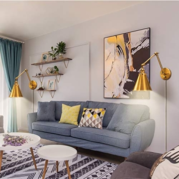 Adjustable Brass Wall Sconce for Bedroom Reading Lamp