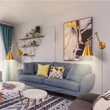 Adjustable Brass Wall Sconce for Bedroom Reading Lamp