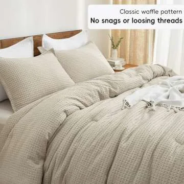 PHF Ultra Soft Waffle Weave Comforter Set King Size, 3 Pieces Lightweight Breathable Comfy Bedding Set for All Season, Comfy Textured 1 Comforter with 2 Pillow Shams, Linen